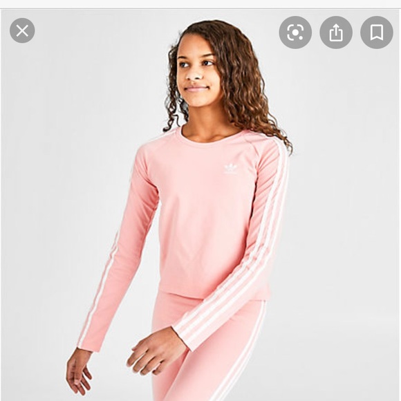 Adidas 3 stripe cropped long sleeve shirt - Picture 2 of 3